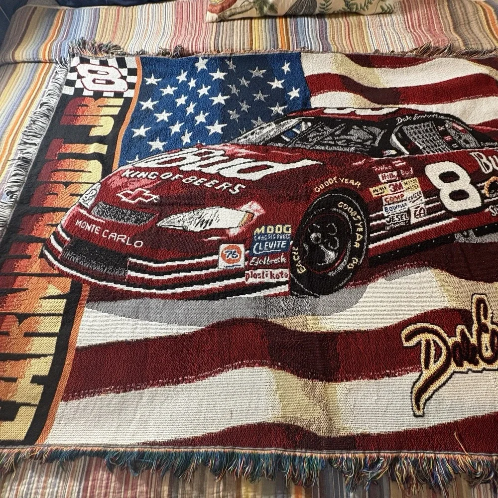 Nascar Dale Earnhardt Jr #8 Budweiser US Flag Throw Blanket Tapesty Wall Hanger